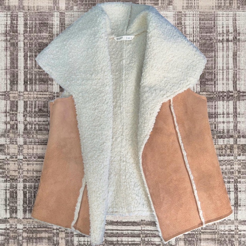 Faux Shearling Vest - Cream Lining with Tan Suede Exterior